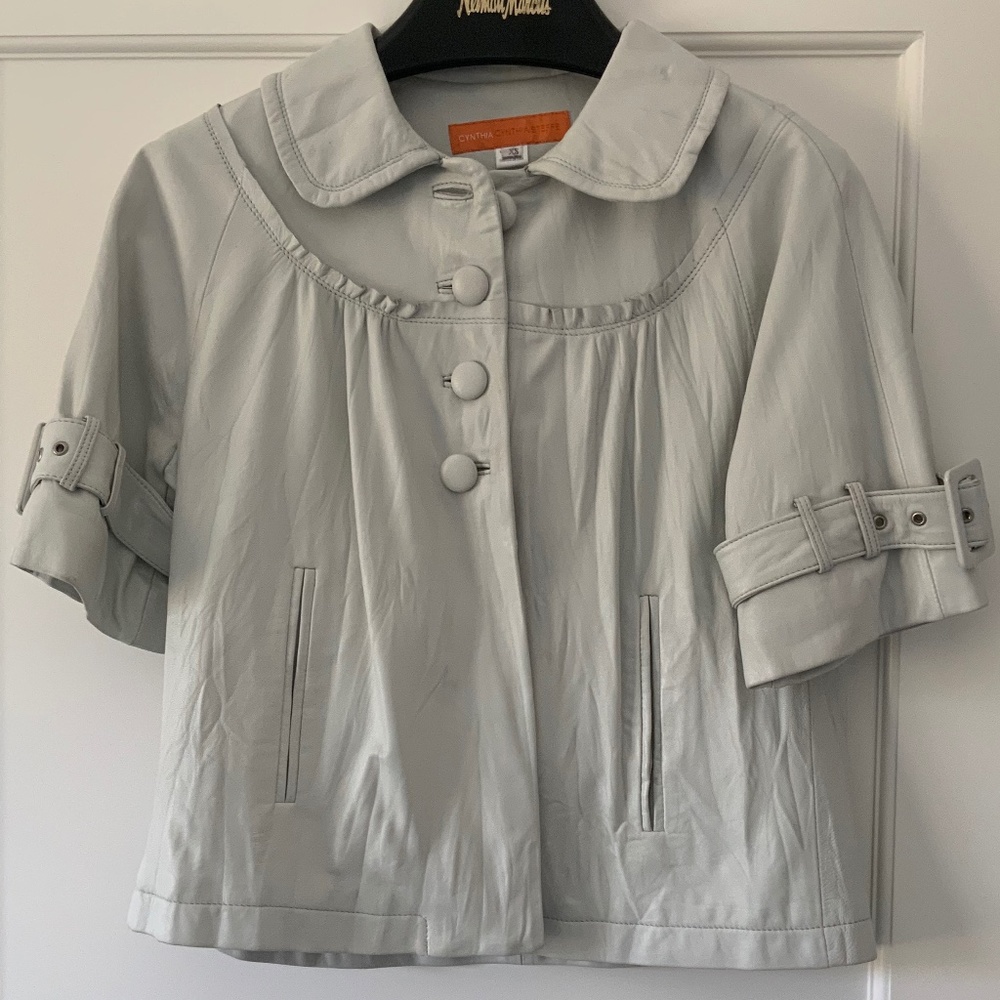 Cynthia Steffe Ivory Leather Cropped Jacket Size XS
